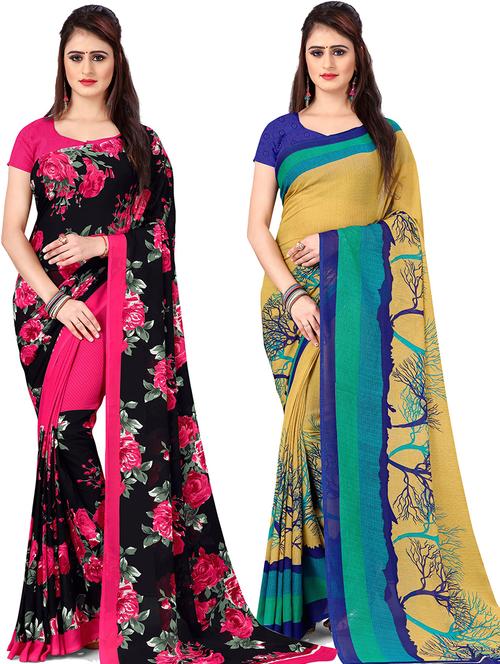 women pack of 2 casual wear combo sarees with blouse - 21476735 - Very Small Image - 1