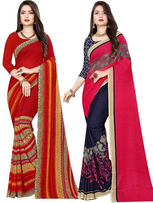 women pack of 2 casual wear combo sarees with blouse - 21476739 - Very Small Image - 1