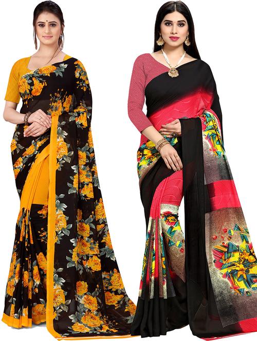 women pack of 2 casual wear combo sarees with blouse - 21476742 - Very Small Image - 1