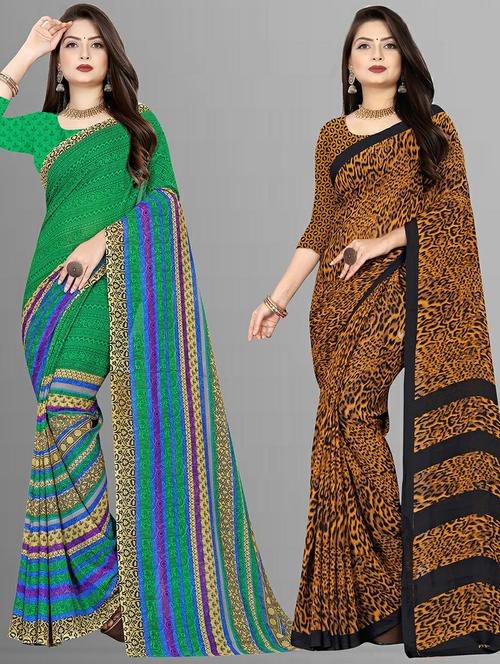 women pack of 2 casual wear combo sarees with blouse - 21476743 - Very Small Image - 1