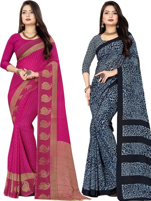 women pack of 2 casual wear combo sarees with blouse - 21476746 - Very Small Image - 1