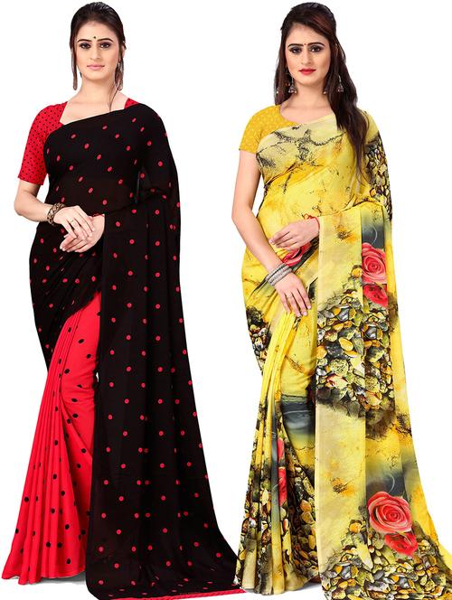 women pack of 2 casual wear combo sarees with blouse - 21476747 - Very Small Image - 1