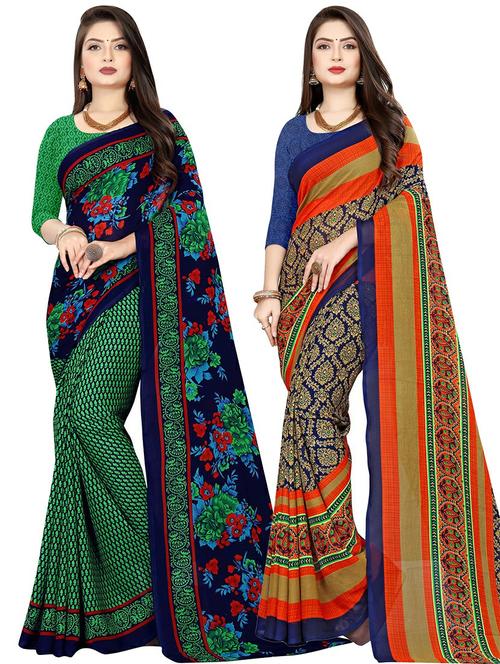 women pack of 2 casual wear combo sarees with blouse - 21476749 - Very Small Image - 1