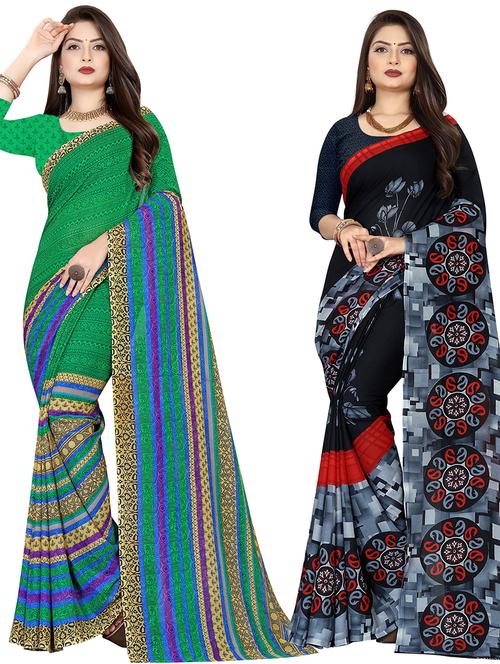 women pack of 2 casual wear combo sarees with blouse - 21476753 - Very Small Image - 1