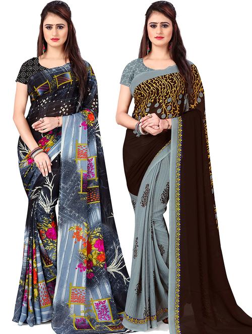 women pack of 2 casual wear combo sarees with blouse - 21476755 - Very Small Image - 1