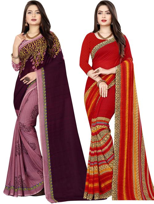 women pack of 2 casual wear combo sarees with blouse - 21476757 - Very Small Image - 1