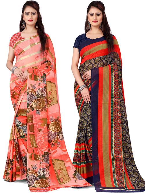 women pack of 2 casual wear combo sarees with blouse - 21476763 - Very Small Image - 1