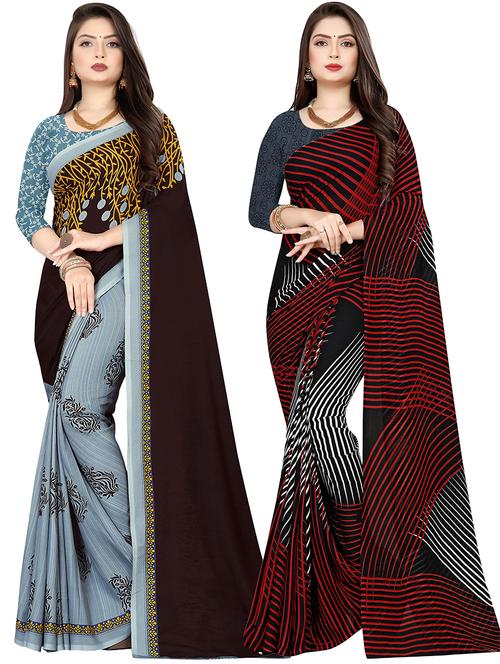 women pack of 2 casual wear combo sarees with blouse - 21476773 - Very Small Image - 1