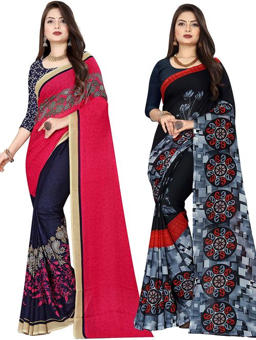 women pack of 2 casual wear combo sarees with blouse - 21476774 - Very Small Image - 1