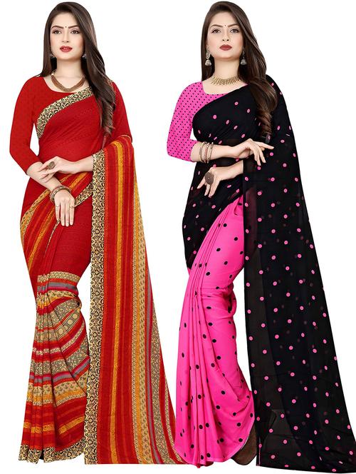 women pack of 2 casual wear combo sarees with blouse - 21476777 - Very Small Image - 1