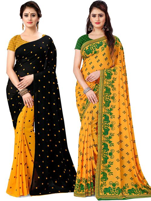 women pack of 2 casual wear combo sarees with blouse - 21476780 - Very Small Image - 1