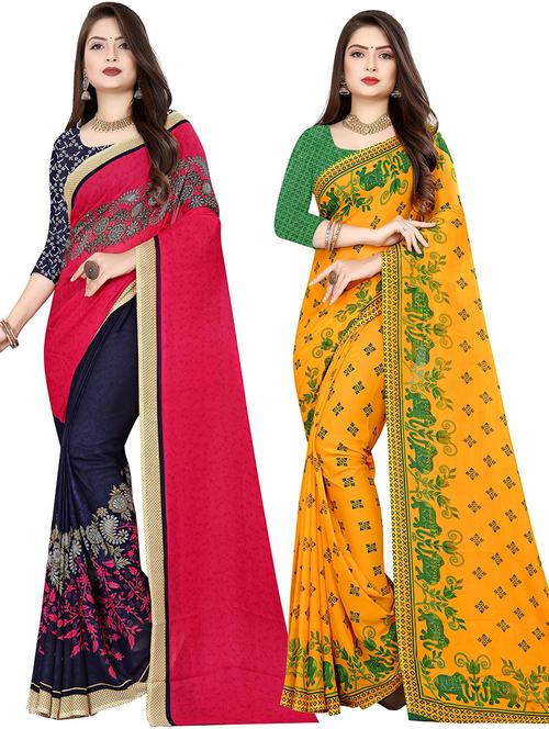 women pack of 2 casual wear combo sarees with blouse - 21476783 - Very Small Image - 1