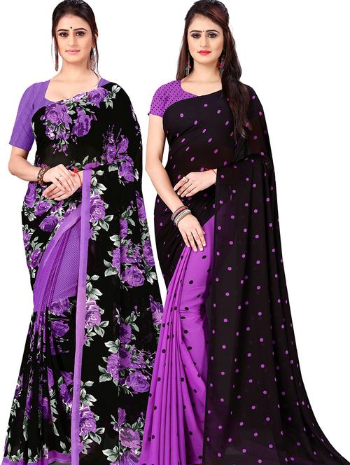 women pack of 2 casual wear combo sarees with blouse - 21476786 - Very Small Image - 1