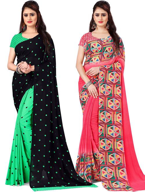 women pack of 2 casual wear combo sarees with blouse - 21476788 - Very Small Image - 1