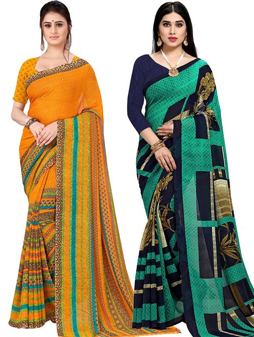 women pack of 2 casual wear combo sarees with blouse - 21476789 - Very Small Image - 1