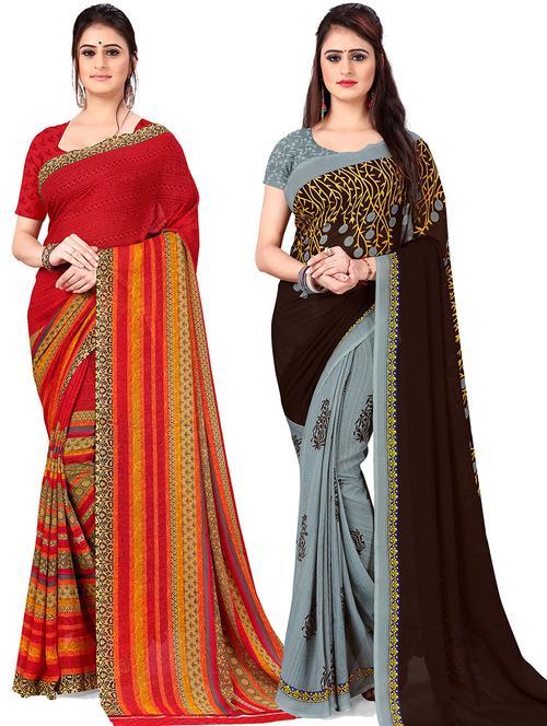 women pack of 2 casual wear combo sarees with blouse - 21476794 - Very Small Image - 1