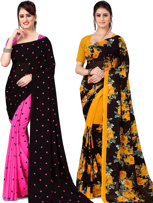 women pack of 2 casual wear combo sarees with blouse - 21476803 - Very Small Image - 1