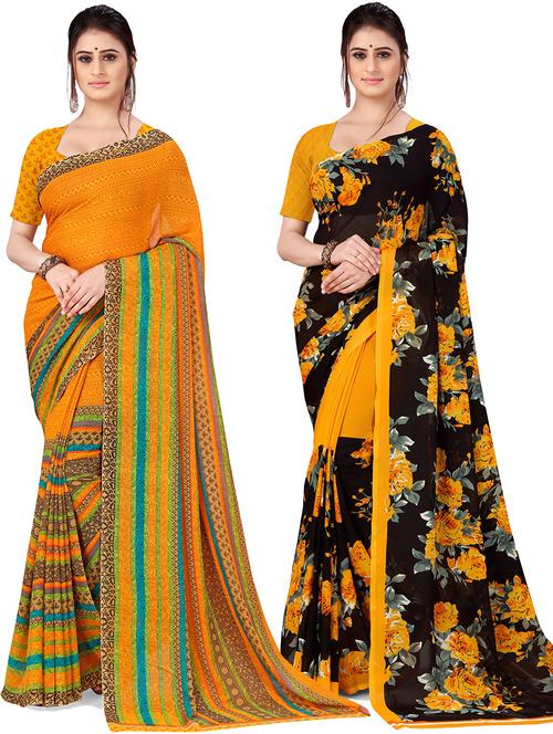 women pack of 2 casual wear combo sarees with blouse - 21476807 - Very Small Image - 1