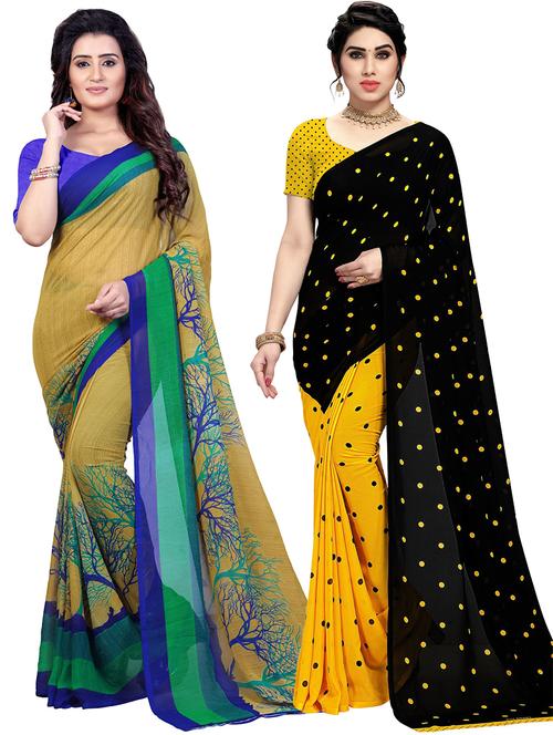 women pack of 2 casual wear combo sarees with blouse - 21476815 - Very Small Image - 1