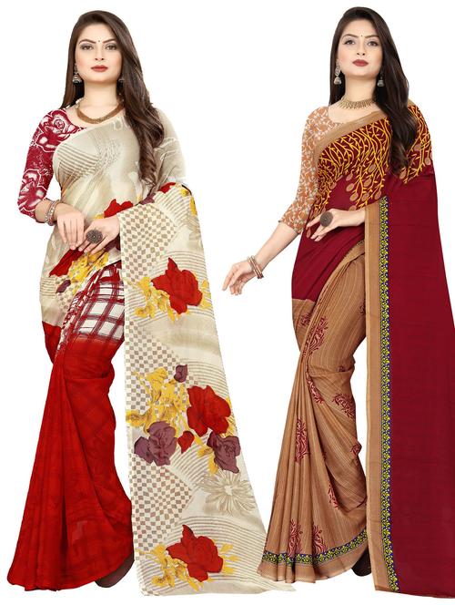 women pack of 2 printed casual wear saree with blouse - 21476819 - Very Small Image - 1