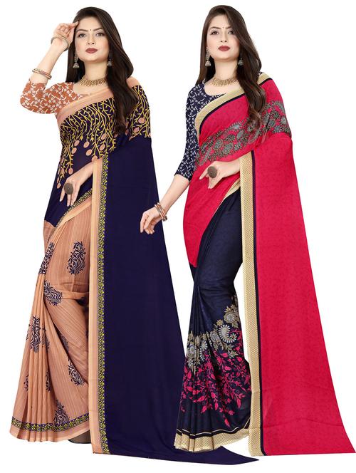 women pack of 2 casual wear combo sarees with blouse - 21476824 - Very Small Image - 1