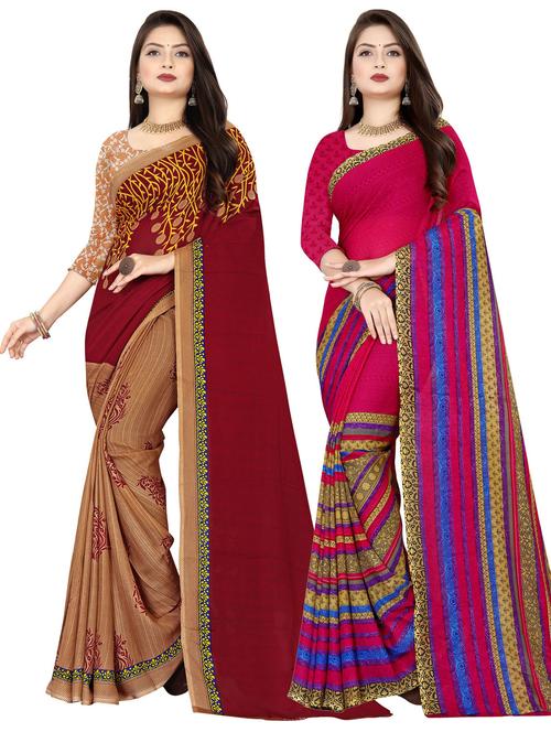 women pack of 2 casual wear sarees with blouse - 21476828 - Very Small Image - 1