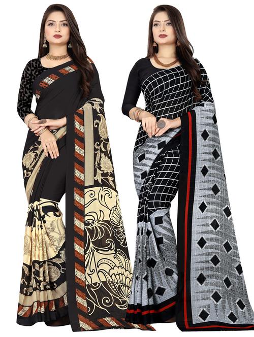 women pack of 2 casual wear combo sarees with blouse - 21476829 - Very Small Image - 1