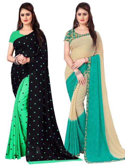 women pack of 2 casual wear combo sarees with blouse - 21476841 - Very Small Image - 1