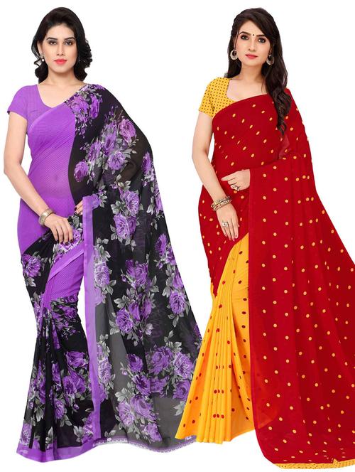 women pack of 2 casual wear combo sarees with blouse - 21476843 - Very Small Image - 1