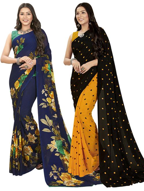 women pack of 2 casual wear combo sarees with blouse - 21476849 - Very Small Image - 1