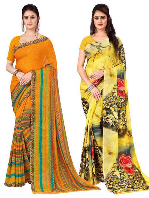 women pack of 2 casual wear combo sarees with blouse - 21476852 - Very Small Image - 1