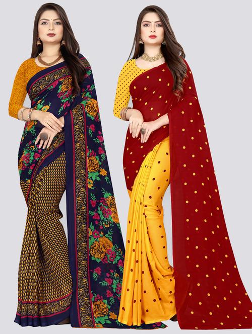 women pack of 2 casual wear combo sarees with blouse - 21476859 - Very Small Image - 1