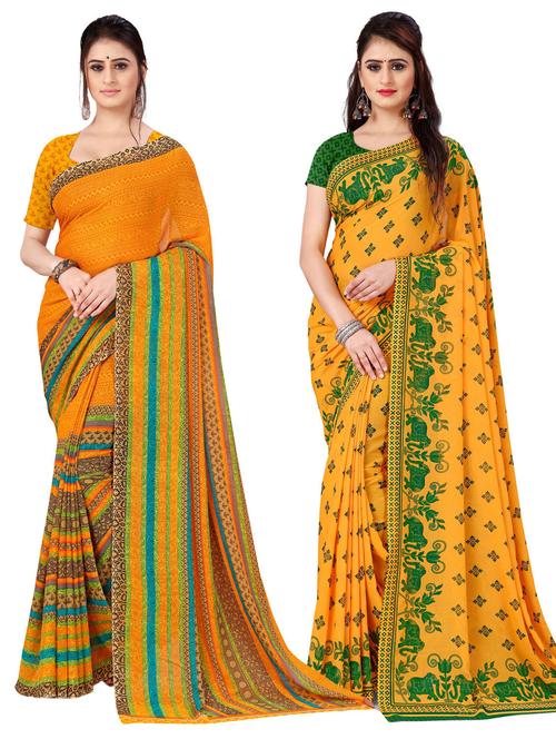 women pack of 2 casual wear combo sarees with blouse - 21476861 - Very Small Image - 1