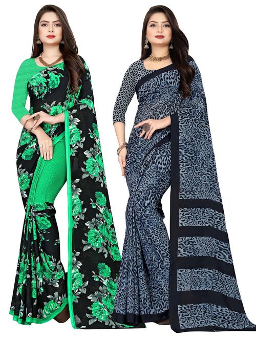 pack of 2 printed casual wear sarees with blouse - 21476863 - Very Small Image - 1