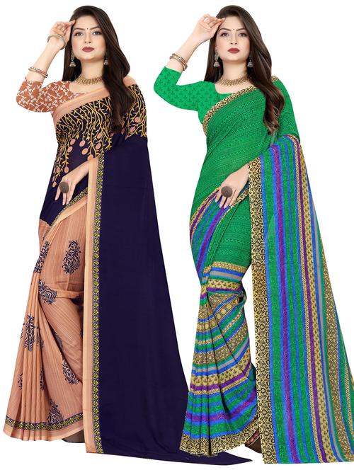 women pack of 2 casual wear combo sarees with blouse - 21476864 - Very Small Image - 1