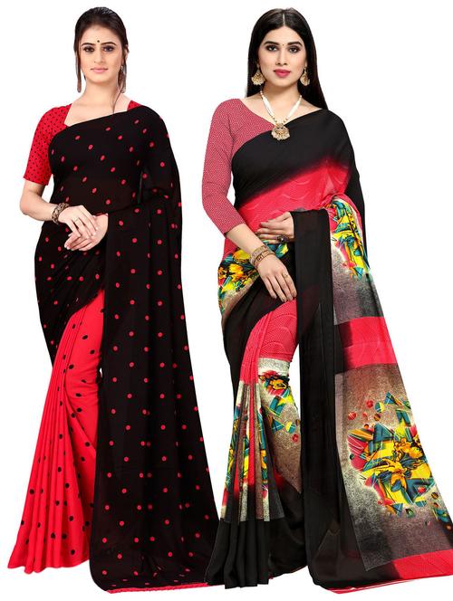 women pack of 2 casual wear sarees with blouse - 21476865 - Very Small Image - 1