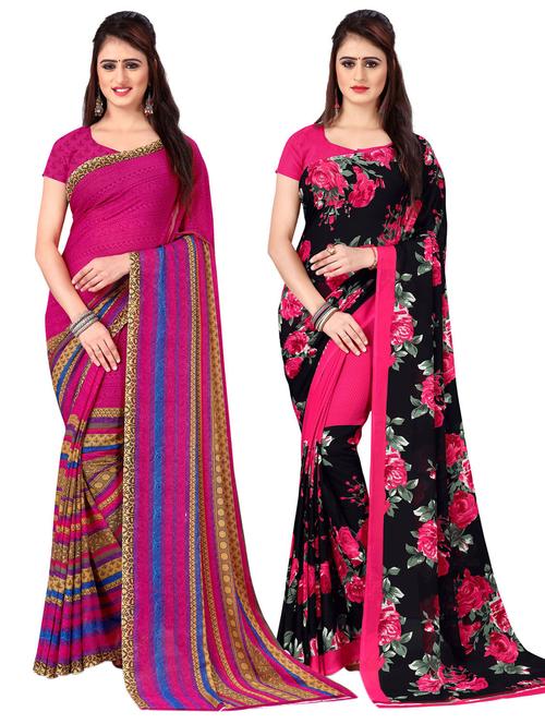 women pack of 2 printed casual wear saree with blouse - 21476867 - Very Small Image - 1