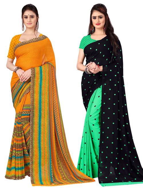women pack of 2 casual wear combo sarees with blouse - 21476878 - Very Small Image - 1