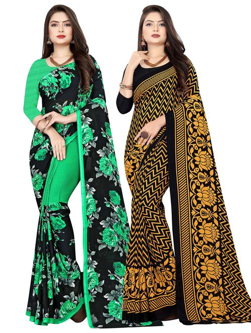 women pack of 2 casual wear sarees with blouse - 21476883 - Very Small Image - 1