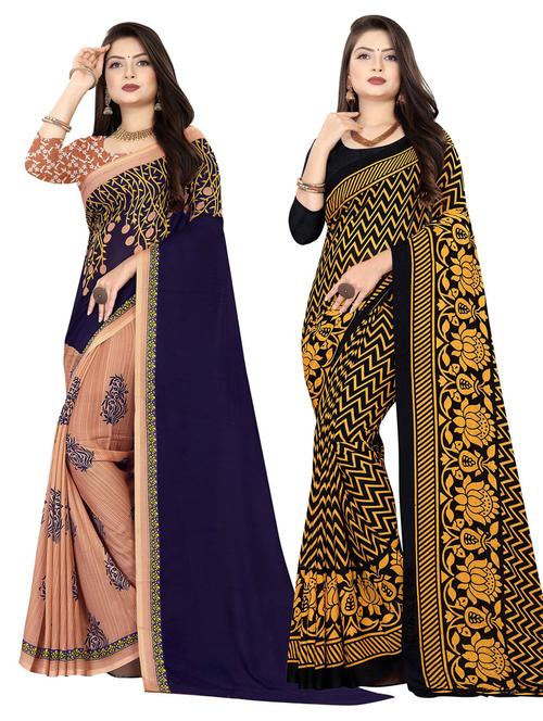 women pack of 2 casual wear combo sarees with blouse - 21476884 - Very Small Image - 1