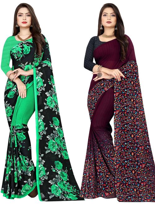 women pack of 2 casual wear combo sarees with blouse - 21476885 - Very Small Image - 1