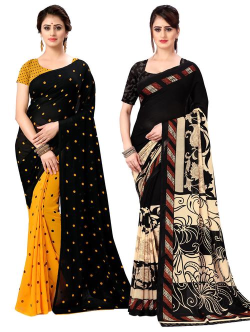 pack of 2 printed casual wear sarees with blouse - 21476888 - Very Small Image - 1