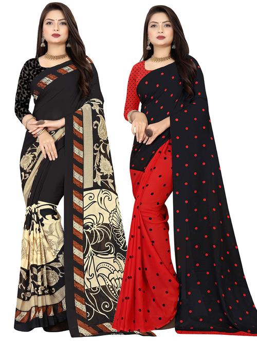 women pack of 2 casual wear combo sarees with blouse - 21476889 - Very Small Image - 1