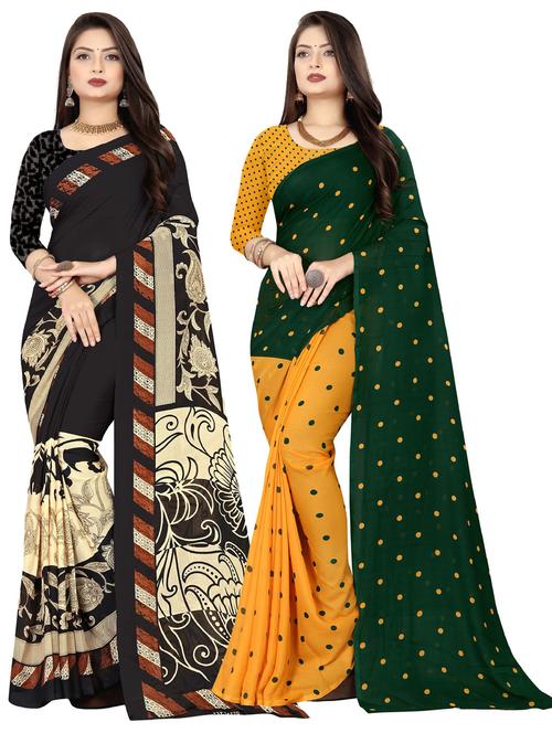 women pack of 2 casual wear combo sarees with blouse - 21476890 - Very Small Image - 1