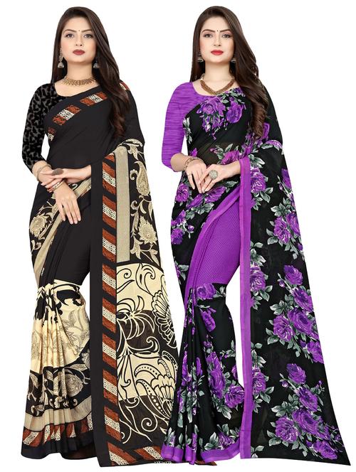 women pack of 2 casual wear sarees with blouse - 21476891 - Very Small Image - 1