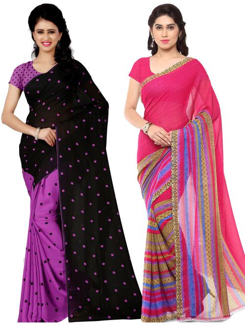 women pack of 2 casual wear combo sarees with blouse - 21476928 - Very Small Image - 1