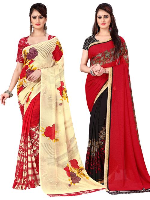 women pack of 2 casual wear combo sarees with blouse - 21476929 - Very Small Image - 1