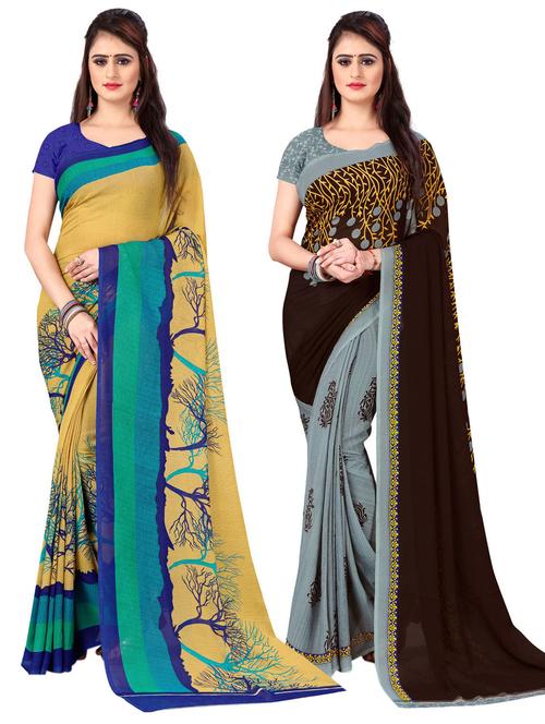 women pack of 2 casual wear combo sarees with blouse - 21476942 - Very Small Image - 1