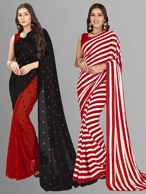 women pack of 2 casual wear combo sarees with blouse - 21476943 - Very Small Image - 1