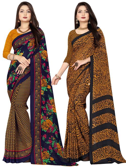 women pack of 2 casual wear combo sarees with blouse - 21476944 - Very Small Image - 1